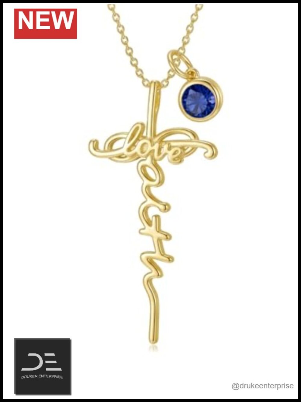 14k Gold Plated Cross Pendant Necklace Faith Love Birthstone Adjustable Chain
